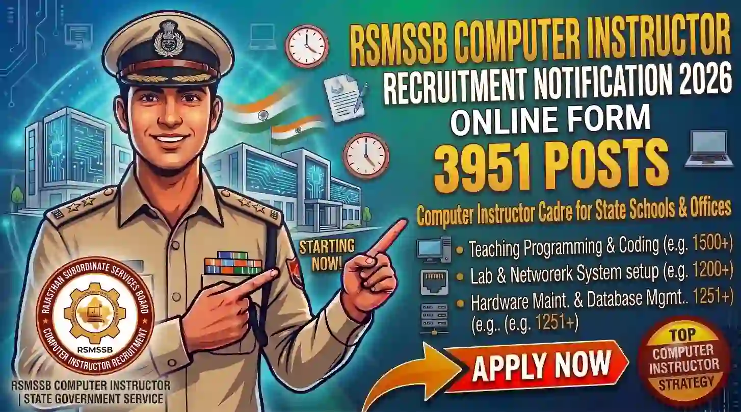 RSMSSB Computer Instructor Recruitment 2026 - Apply Online for 3951 Posts